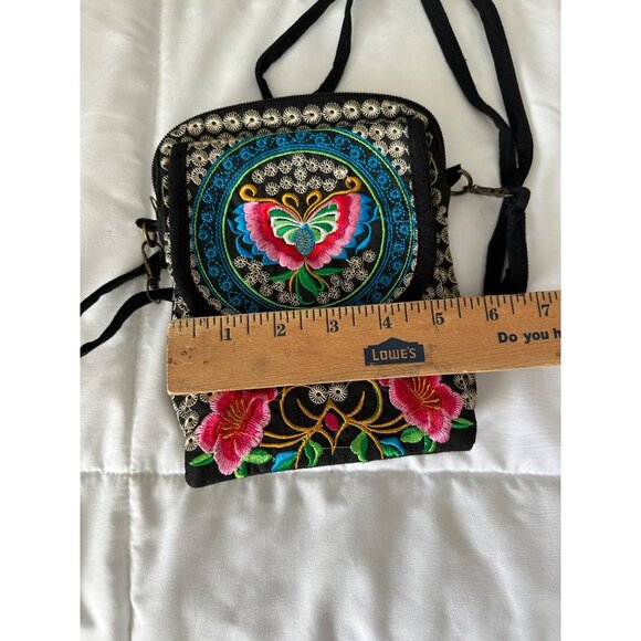 Handmade Embroidered Floral Crossbody Purse Adjustable Strap festival Hippy boho - Picture 4 of 15
